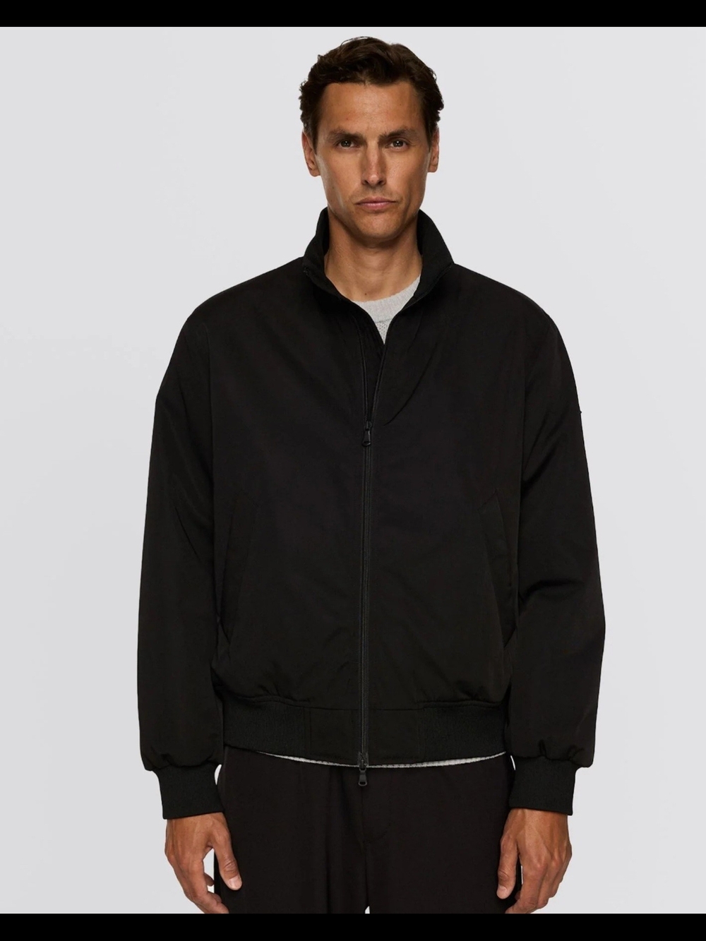 J. Linderberg Men's Black Zip Bomber Jacket